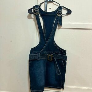 Denim overalls skirt